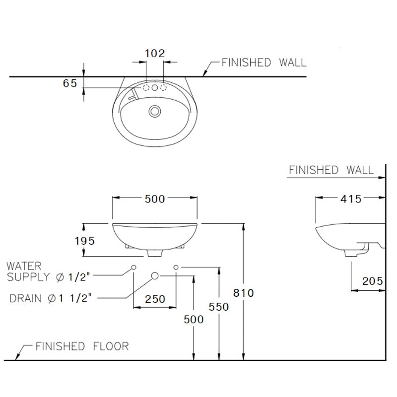 Ảnh Chậu rửa treo tường Cotto C013 (1HOLE) 2