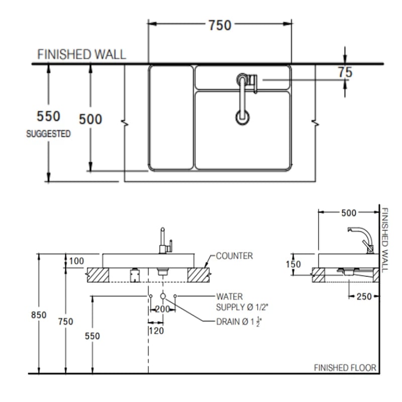 Ảnh Chậu rửa dương bàn COTTO CPW0500 MDG 2