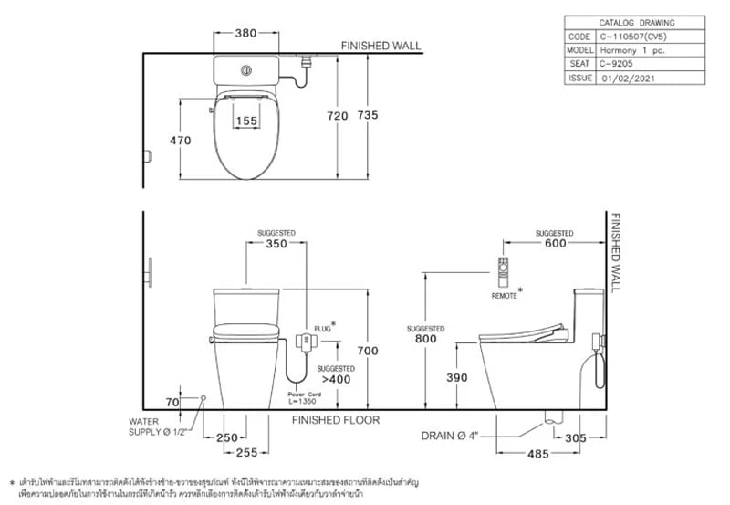 Ảnh Bồn cầu nắp điện tử Cotto C110507(CV5) 5