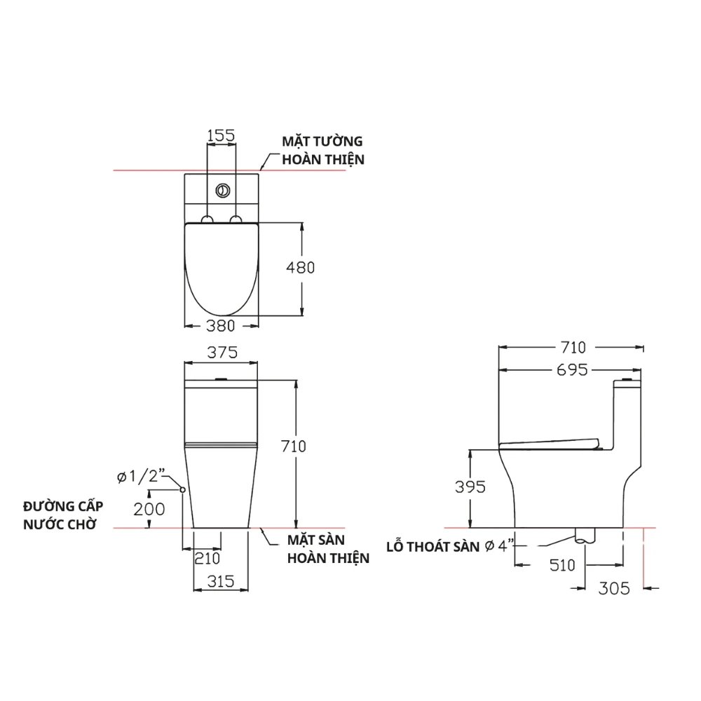 Ảnh Bồn cầu 1 khối Cotto C11004HOS 4