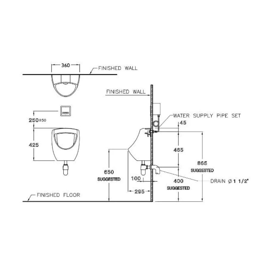 Ảnh Bồn tiểu nam treo tường Cotto C3080BI 2