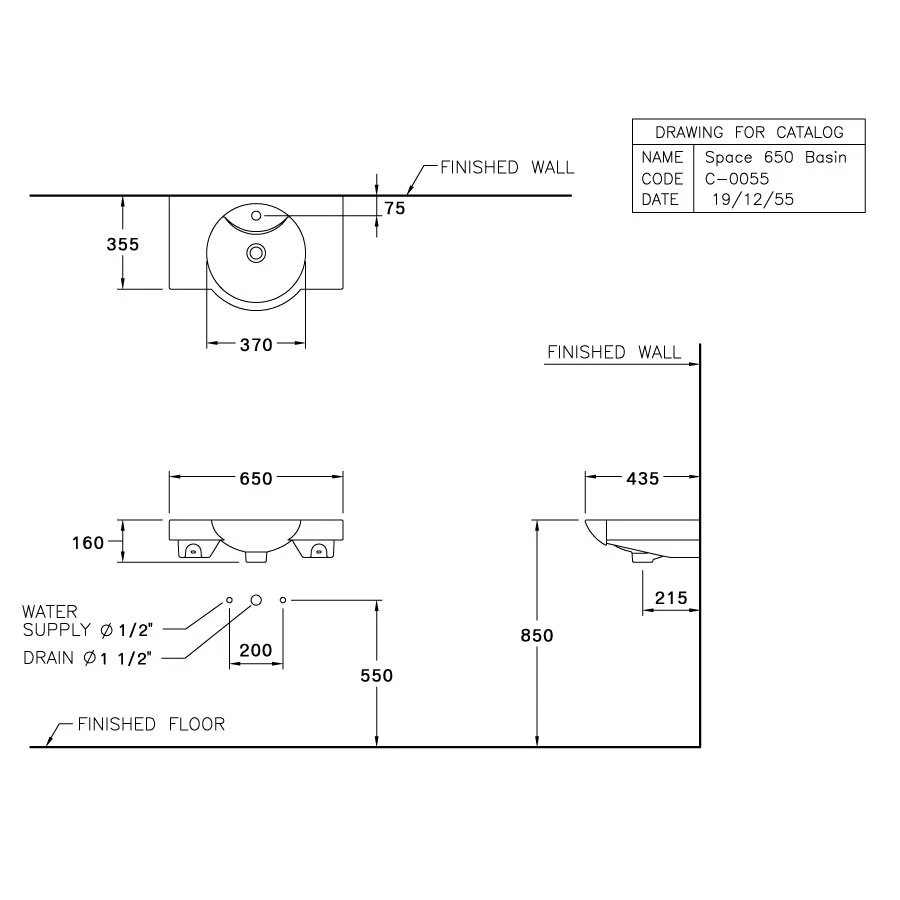 Ảnh Chậu rửa treo tường Cotto C0055 2