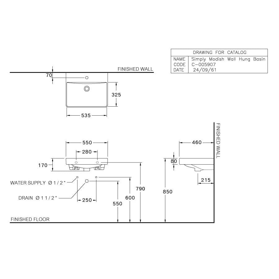 Ảnh Chậu rửa treo tường Cotto C005907 2