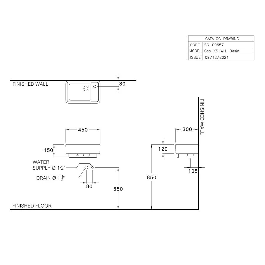 Ảnh Chậu rửa treo tường Cotto SC00657 2