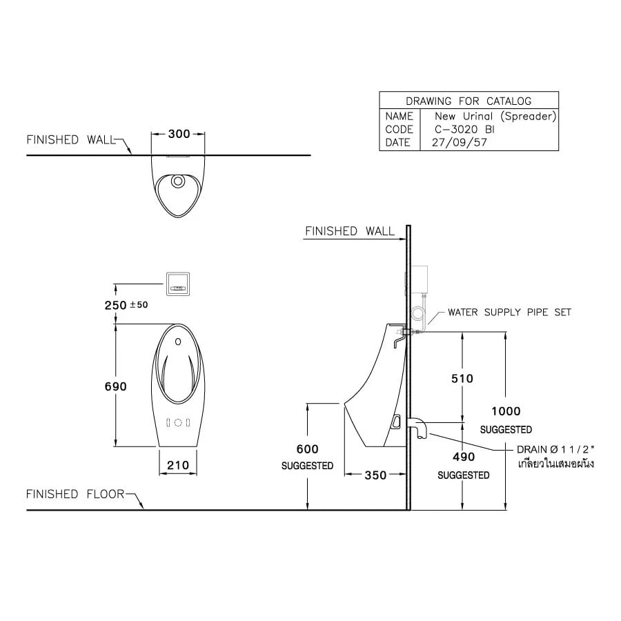 Ảnh Bồn tiểu nam treo tường Cotto C30207BI 2