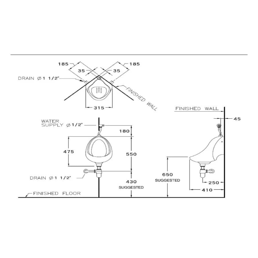 Ảnh Bồn tiểu nam treo tường Cotto C305 2