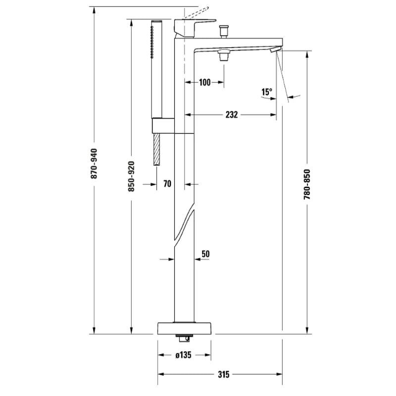 Ảnh Vòi bồn tắm đặt sàn Duravit MH5250000C46 2
