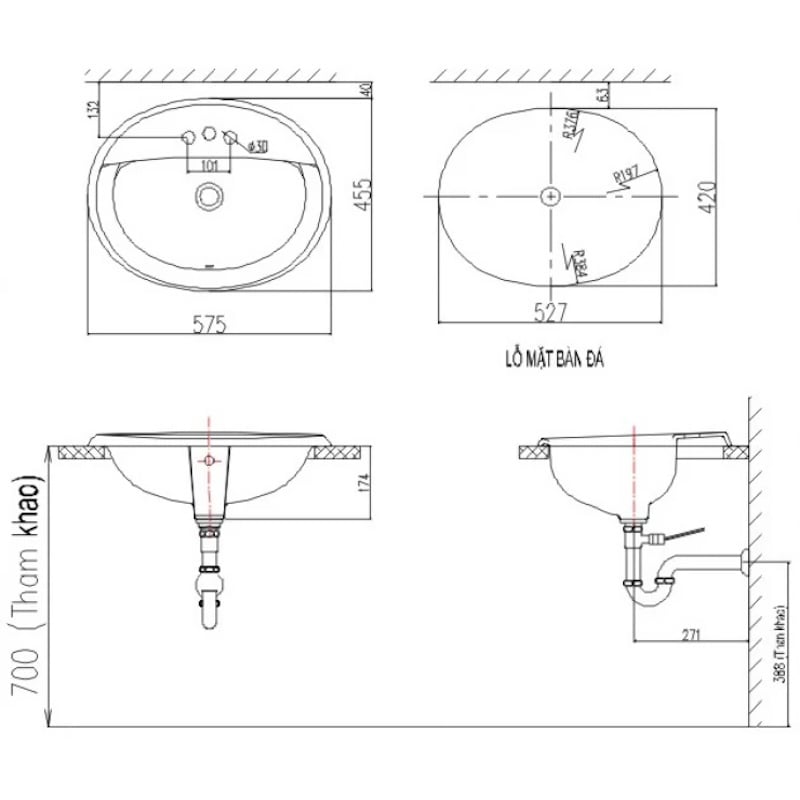 Ảnh Chậu rửa dương bàn Inax AL-2395V 2