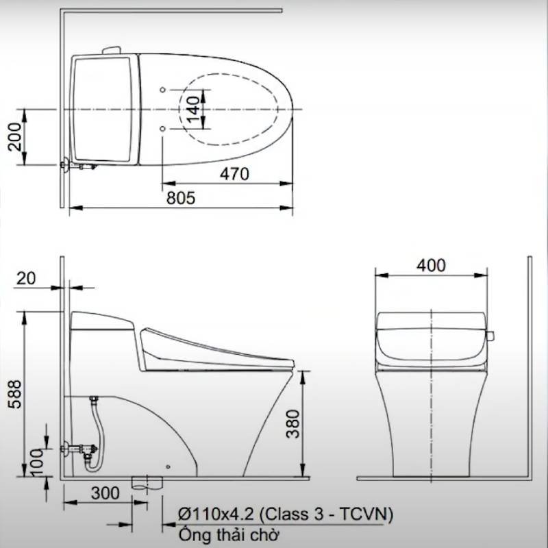 Ảnh Bồn cầu 1 khối Inax AC-1017VRN 5