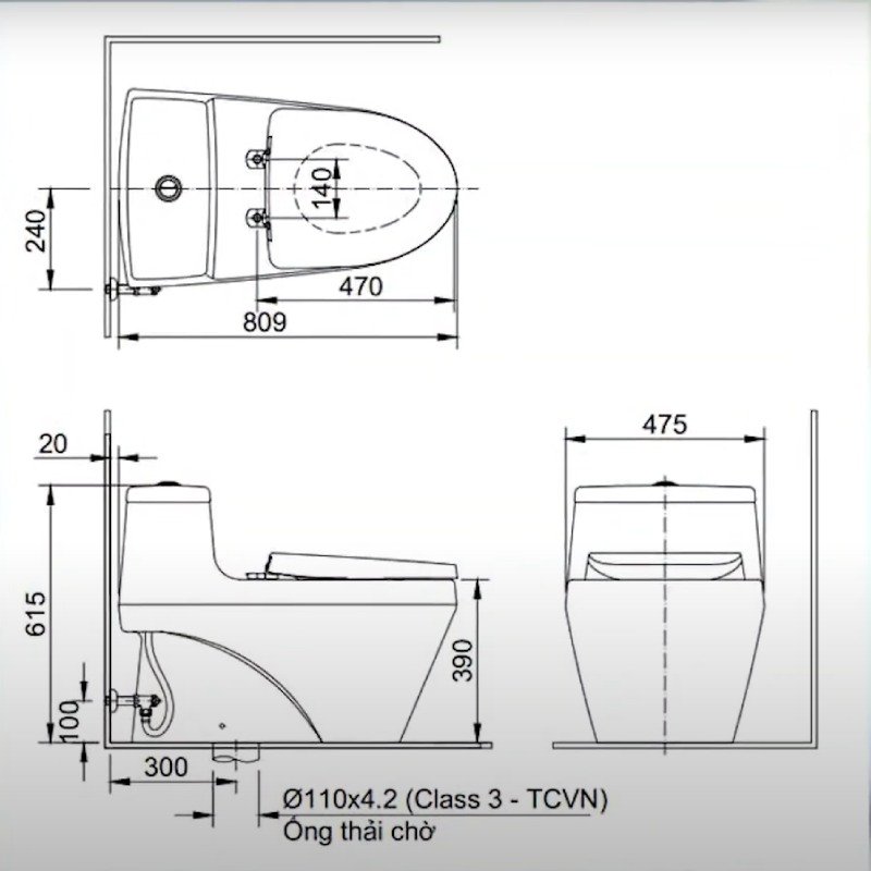 Ảnh Bồn cầu 1 khối Inax AC-1035VN 4