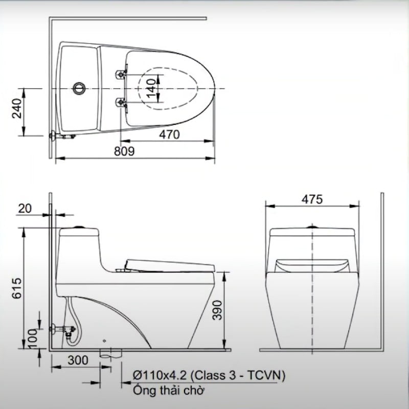 Ảnh Bồn cầu 1 khối Inax AC-1035VN 3