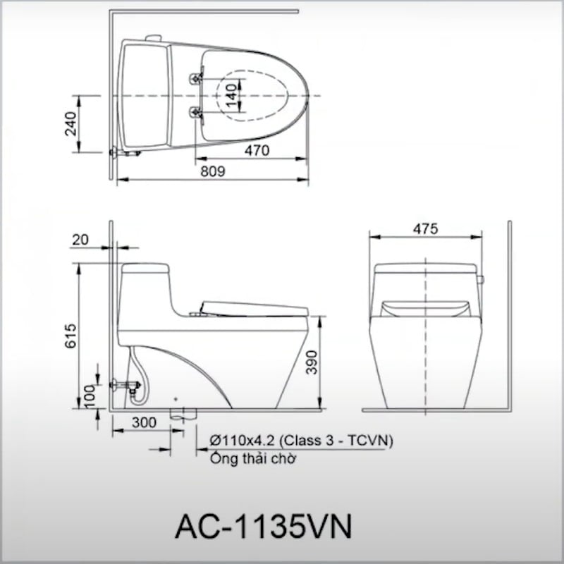 Ảnh Bồn cầu 1 khối Inax AC-1135VN 4