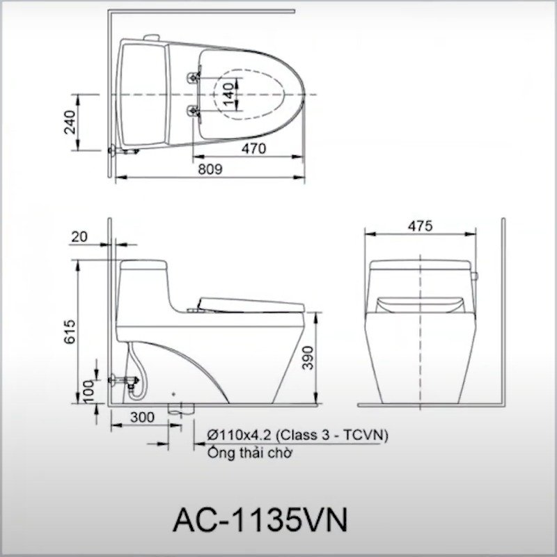 Ảnh Bồn cầu 1 khối Inax AC-1135VN 4