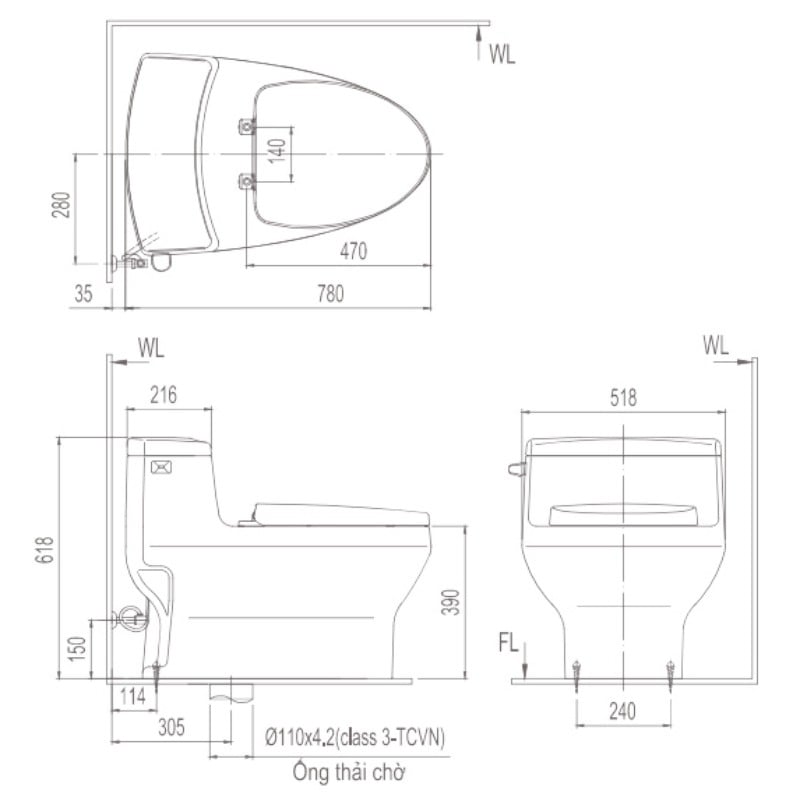 Ảnh Bồn cầu 1 khối Inax AC-4005VN 5