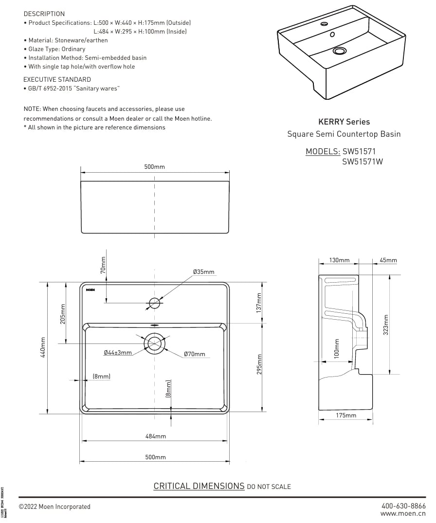 Ảnh Chậu rửa bán âm bàn Moen SW51571 2