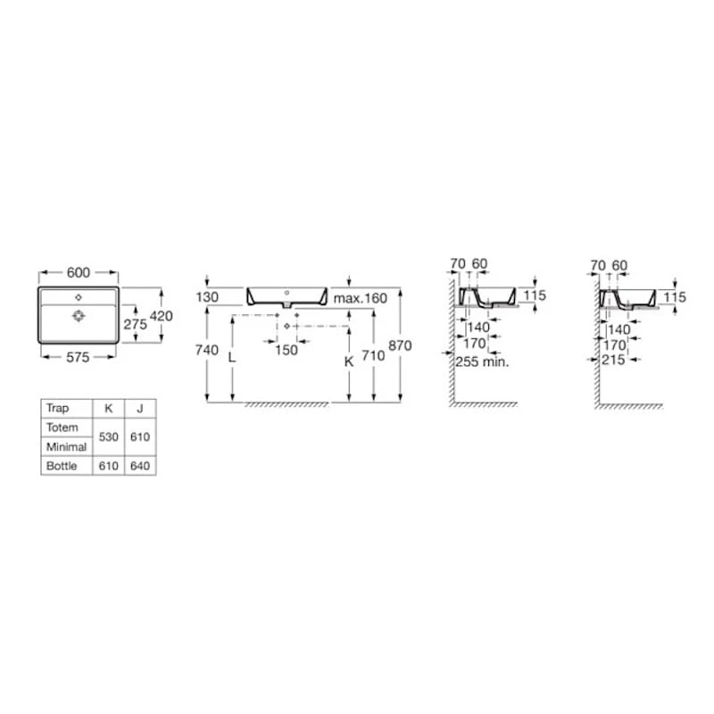 Ảnh Chậu rửa bàn đá Roca A3270MN000 2
