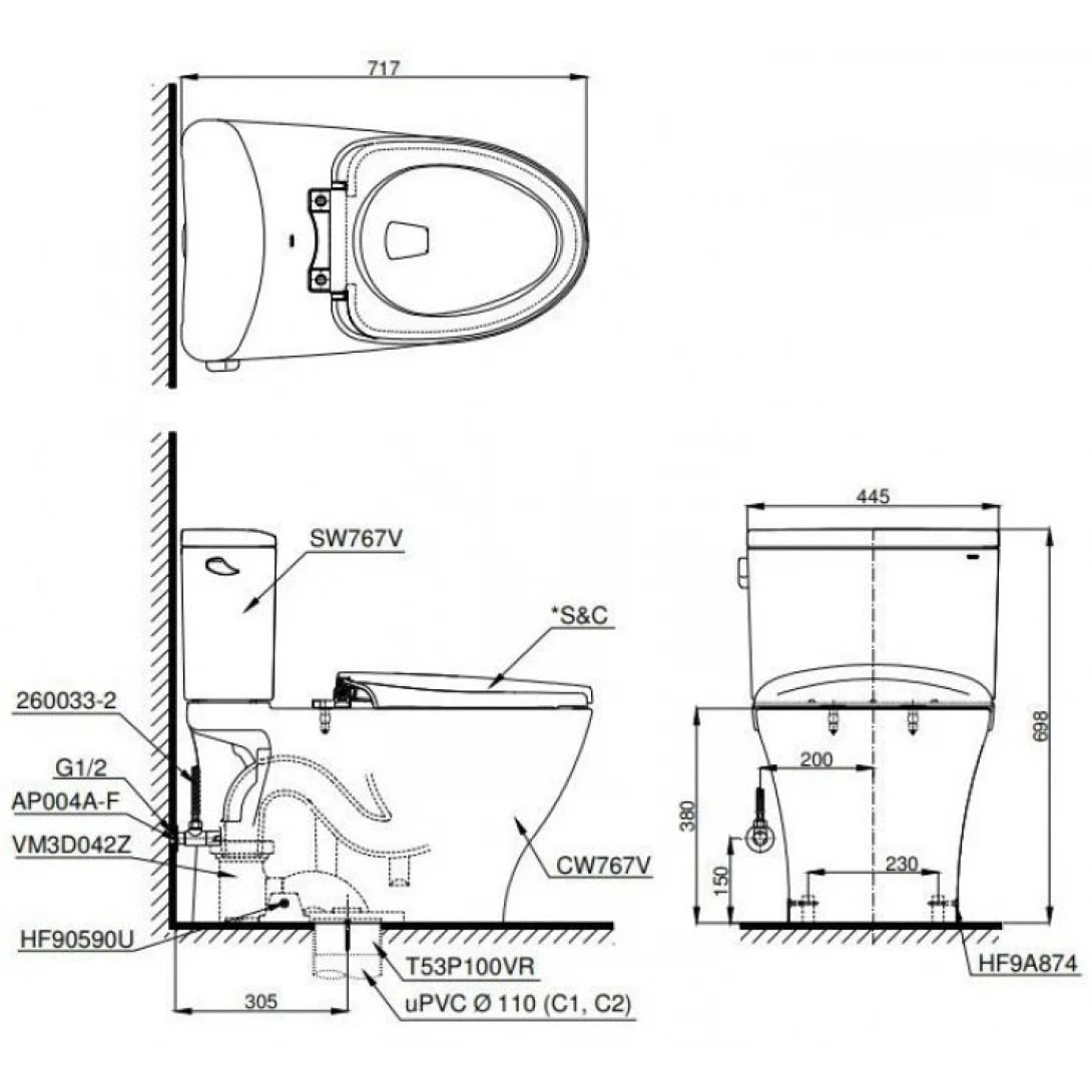 Ảnh Bồn cầu điện tử TOTO CS767RW18 2