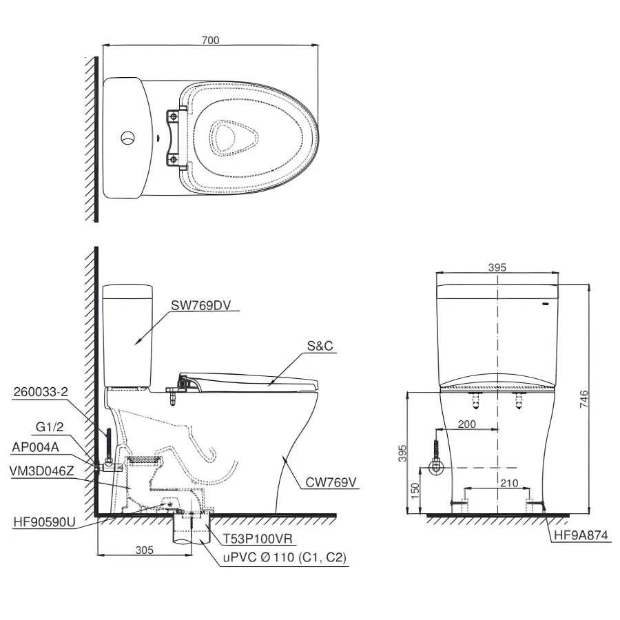 Ảnh Bồn cầu điện tử TOTO CS769CDRW23 2