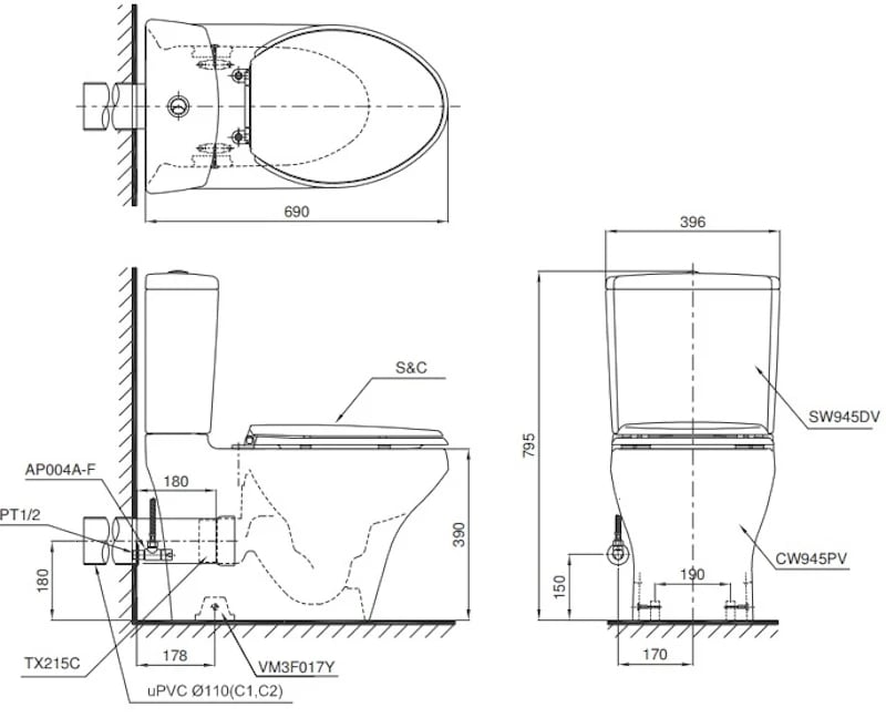 Ảnh Bồn cầu điện tử TOTO CS945PDW14 2