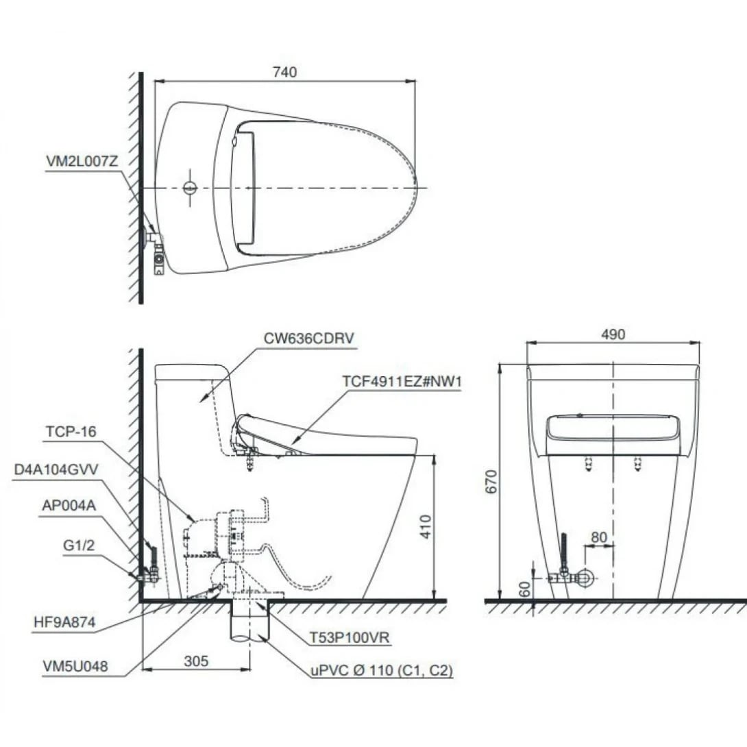 Ảnh Bồn cầu điện tử TOTO MS636CDRW23 2
