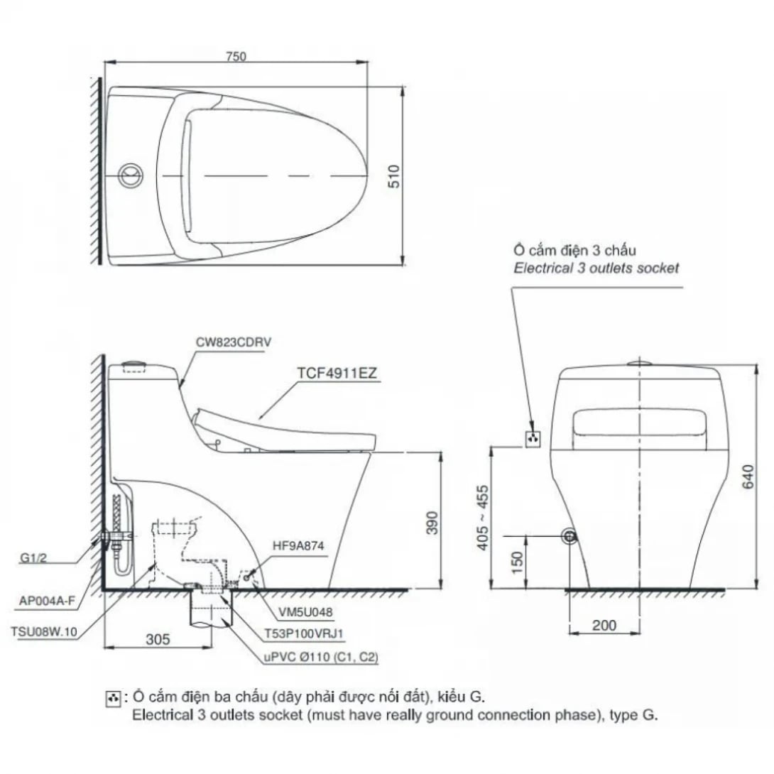 Ảnh Bồn cầu điện tử TOTO MS823CDRW23 2