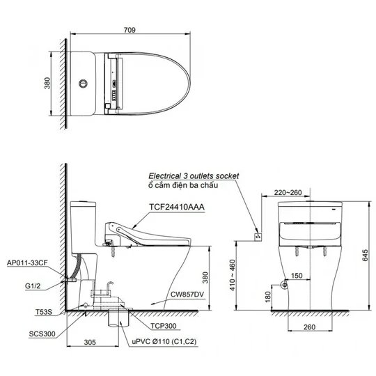 Ảnh Bồn cầu điện tử TOTO MS857DW14 3