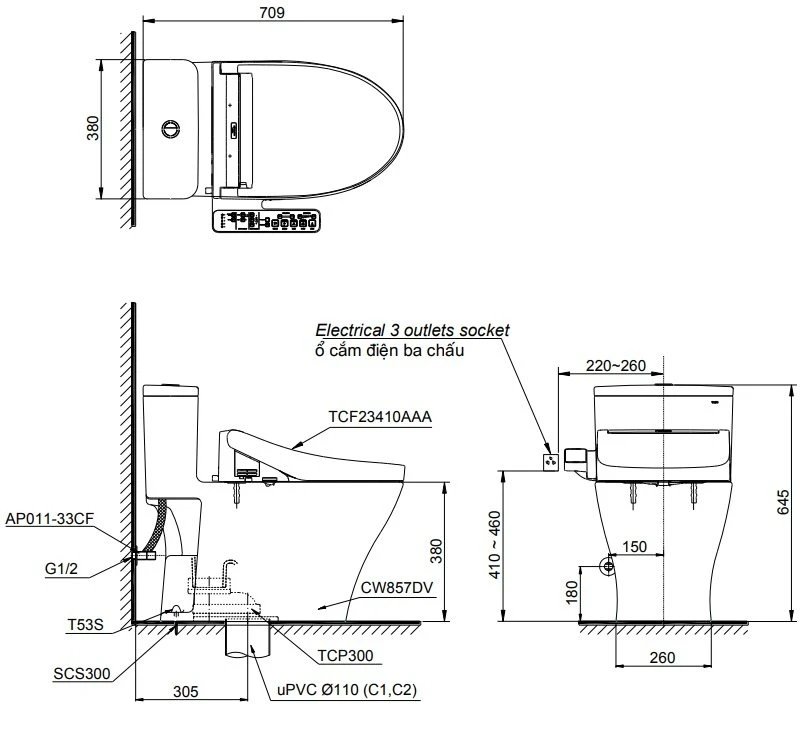Ảnh Bồn cầu điện tử TOTO MS857DW16 4