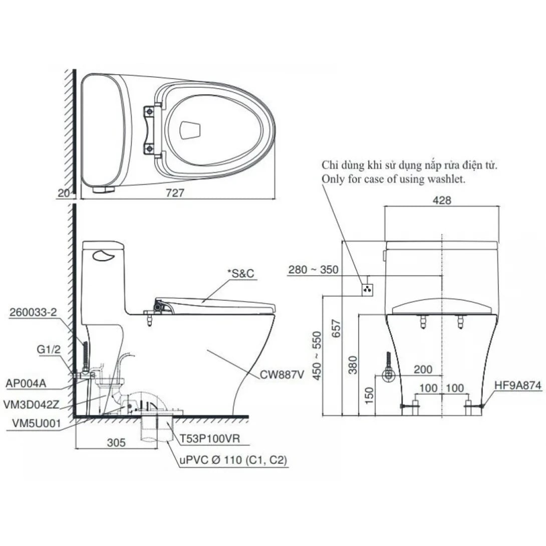 Ảnh Bồn cầu điện tử TOTO MS887CRW23 2