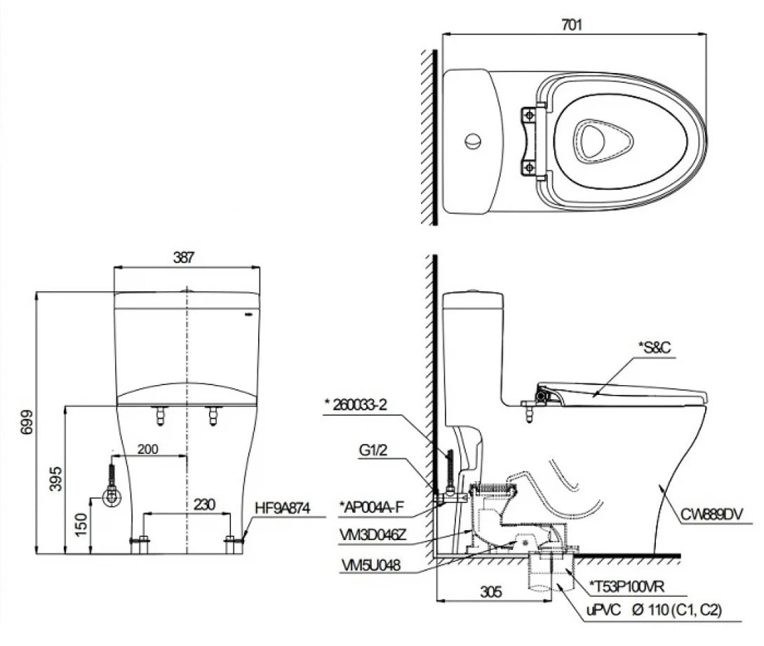 Ảnh Bồn cầu điện tử TOTO MS889CDRW23 2