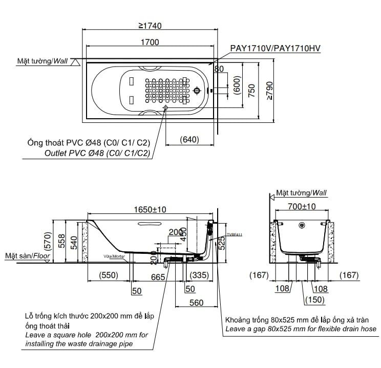 Ảnh Bồn tắm nhựa TOTO PAY1710HV#W 2