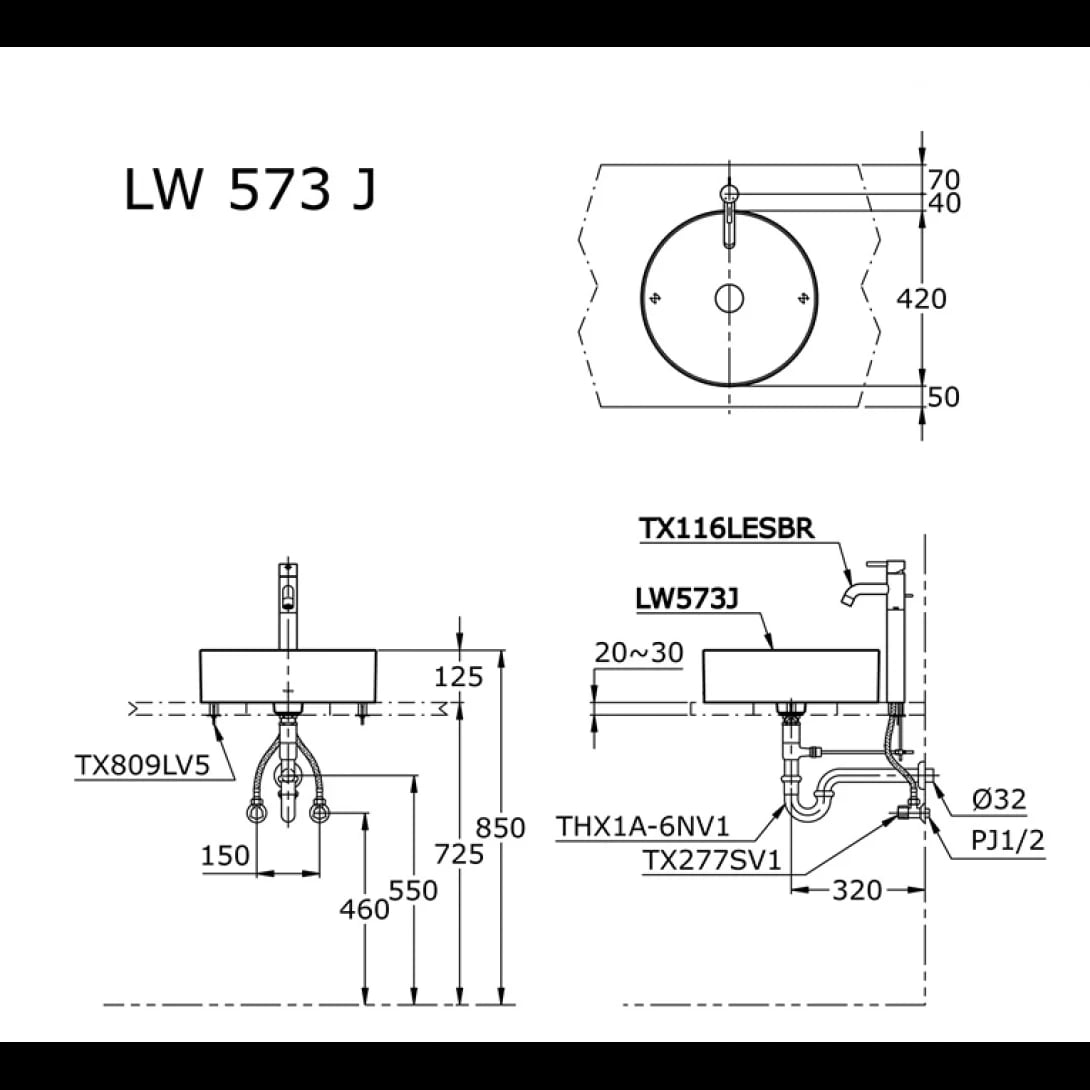 Ảnh Chậu rửa đặt bàn TOTO LW573JW/F 2