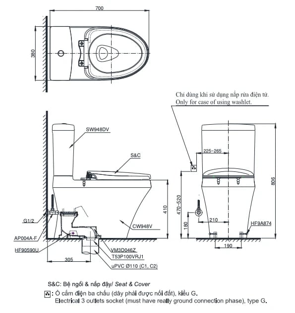 Ảnh Bồn cầu điện tử TOTO CS948CDW23 2