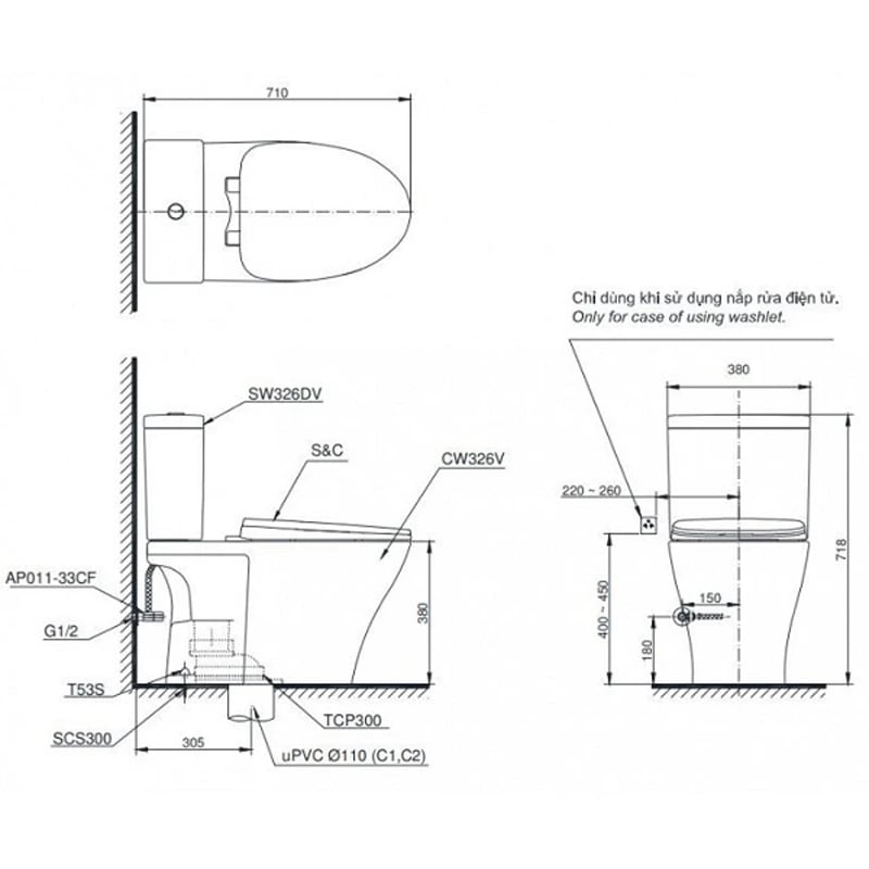 Ảnh Bồn cầu 2 khối TOTO CS326DE2 4