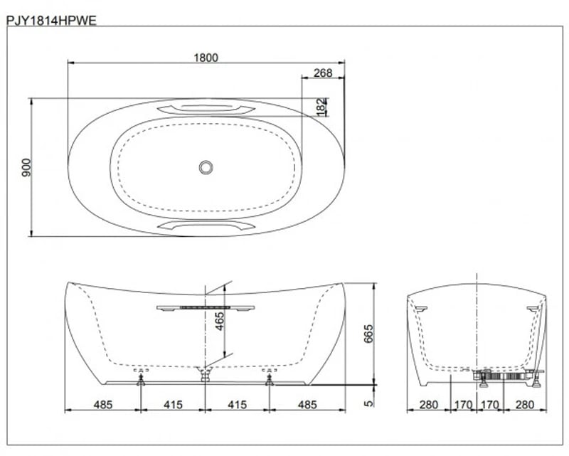 Ảnh Bồn tắm đặt sàn TOTO PJY1814HPWE 2