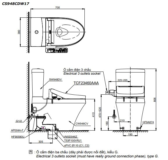 Ảnh Bồn cầu điện tử TOTO CS948CDW17 2