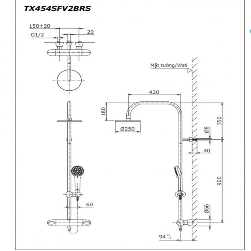 Ảnh Sen cây nhiệt độ TOTO TX454SFV2BRN 2