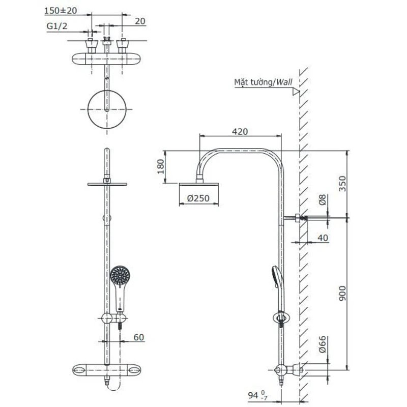 Ảnh Sen tắm cây TOTO TX454SFV2BRS 2