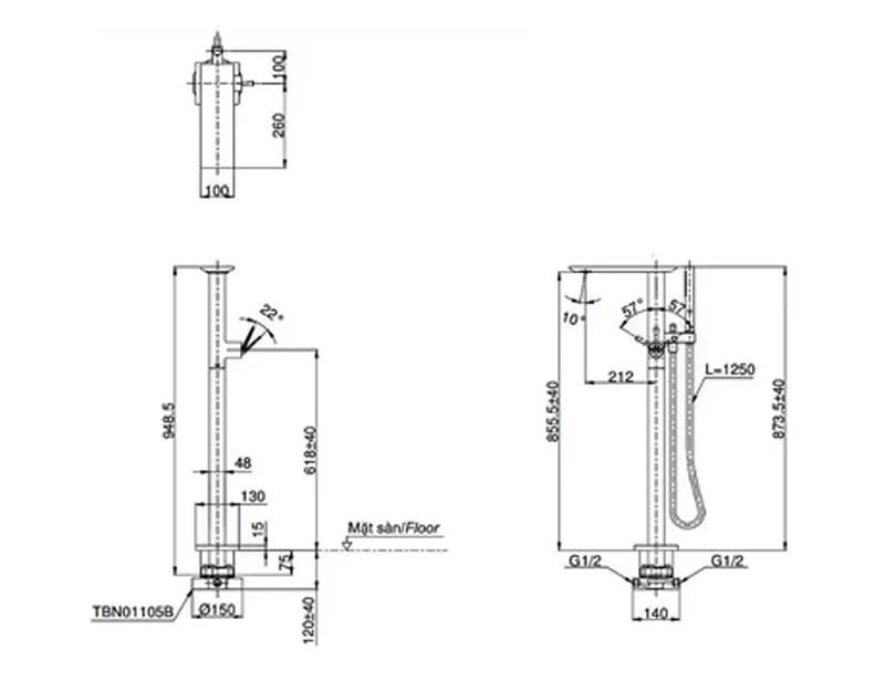 Ảnh Vòi xả bồn nóng lạnh ZL TOTO TBP02303AA 2