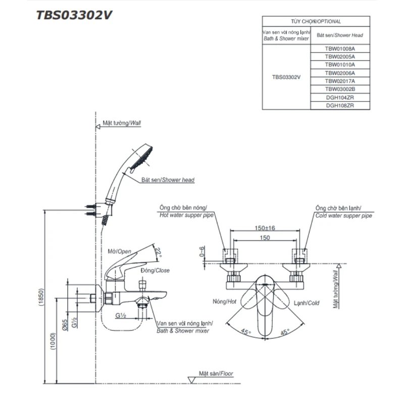 Ảnh Sen tắm nóng lạnh TOTO TBS03302V/TBW07009A 2