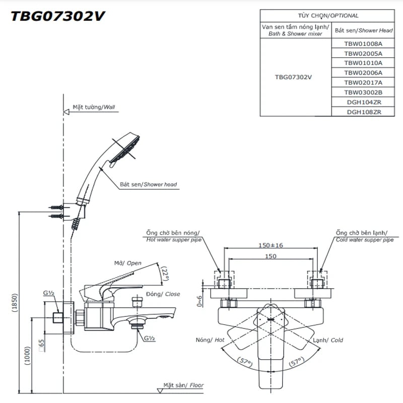 Ảnh Sen tắm nóng lạnh TOTO TBG07302VA 2
