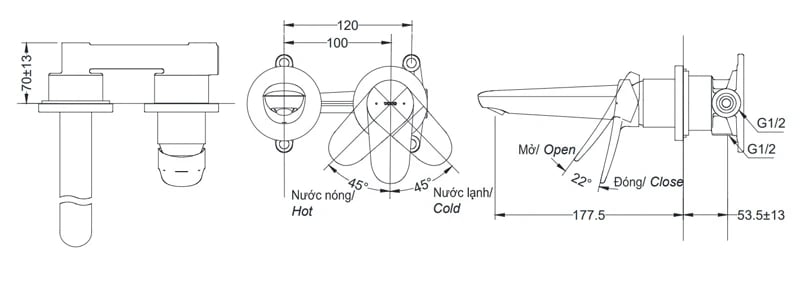 Ảnh Vòi chậu gắn tường TOTO TLS04308B 2