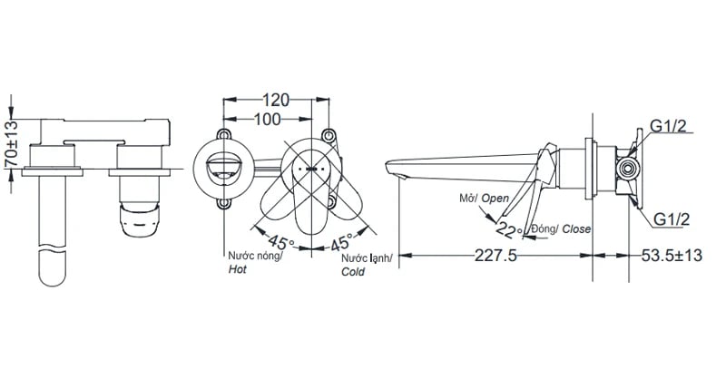 Ảnh Vòi chậu gắn tường TOTO TLS04309B 2