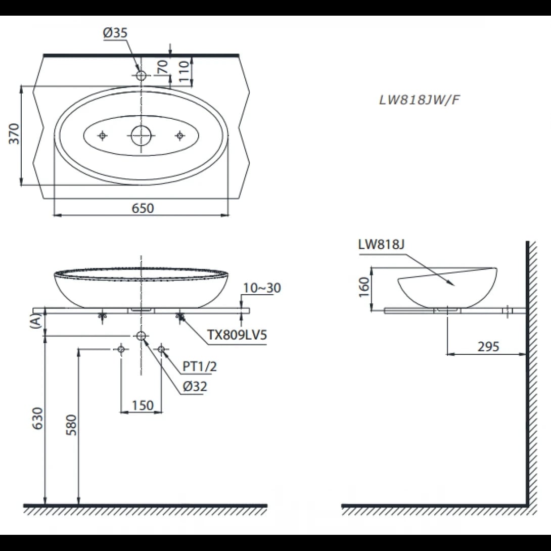 Ảnh Chậu rửa đặt bàn TOTO LW818JW/F 2