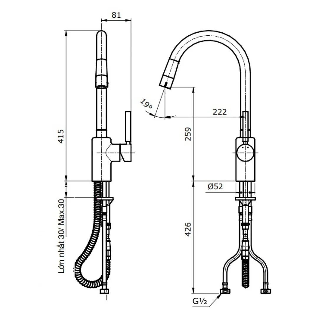 Ảnh Vòi rửa bát TOTO TX608KNBR 2