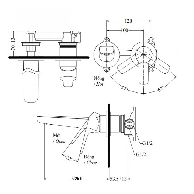 Ảnh Vòi chậu gắn tường TOTO TLG03308BB 2