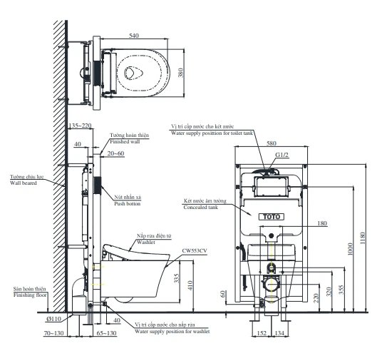 Ảnh Bồn cầu thông minh TOTO CW553C/TCF34570GAA/WH172AAT/TCA502/MB170P 2