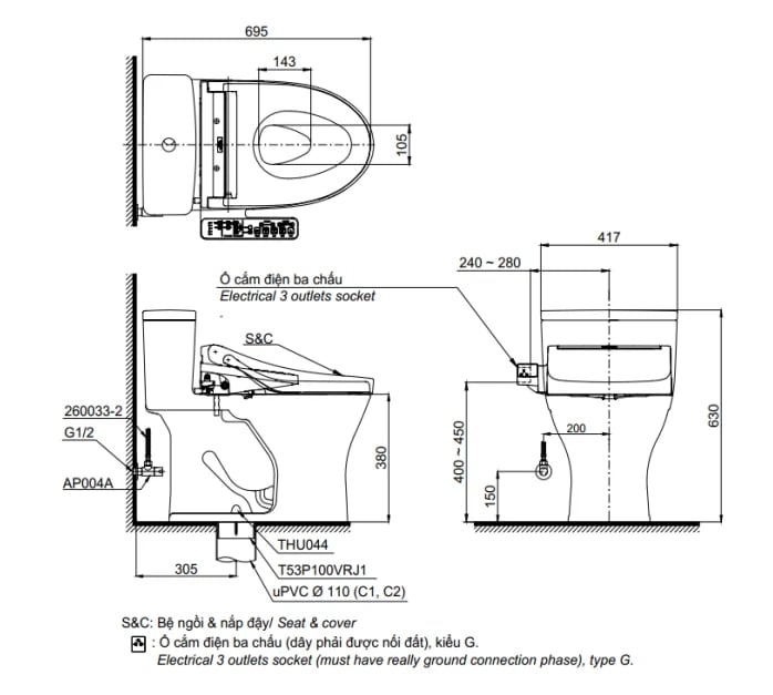 Ảnh Bồn cầu điện tử TOTO MS855DW16 2