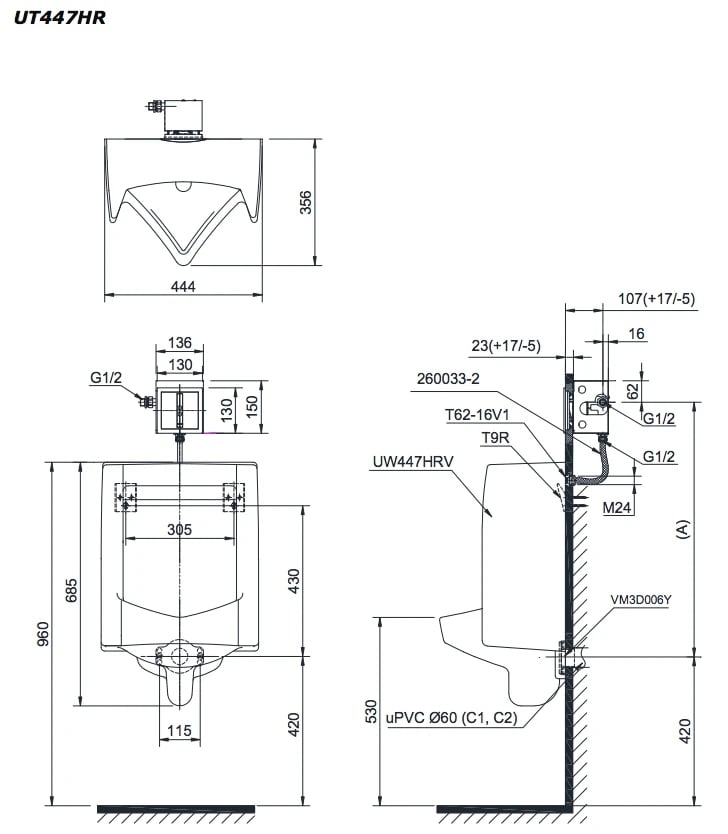 Ảnh Bồn tiểu nam treo tường TOTO UT447HR 2