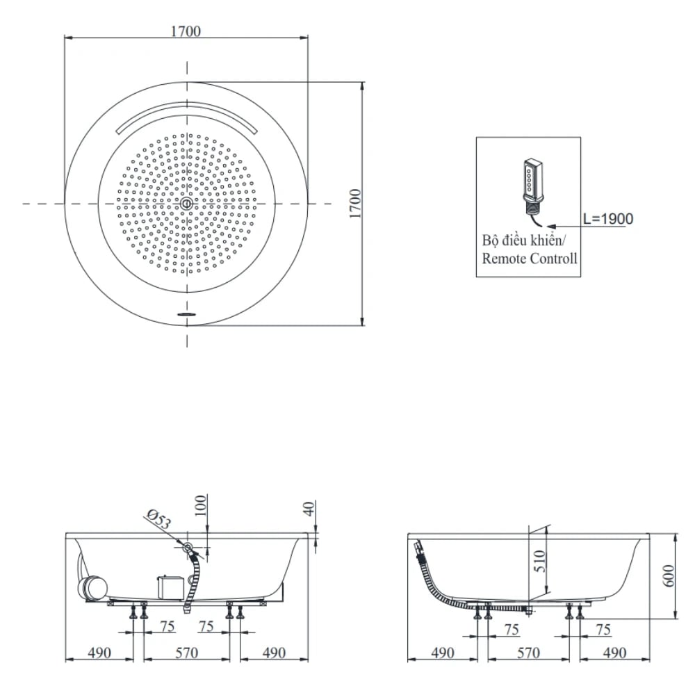Ảnh Bồn tắm Ngọc Trai TOTO PPYB1720HPTE 3