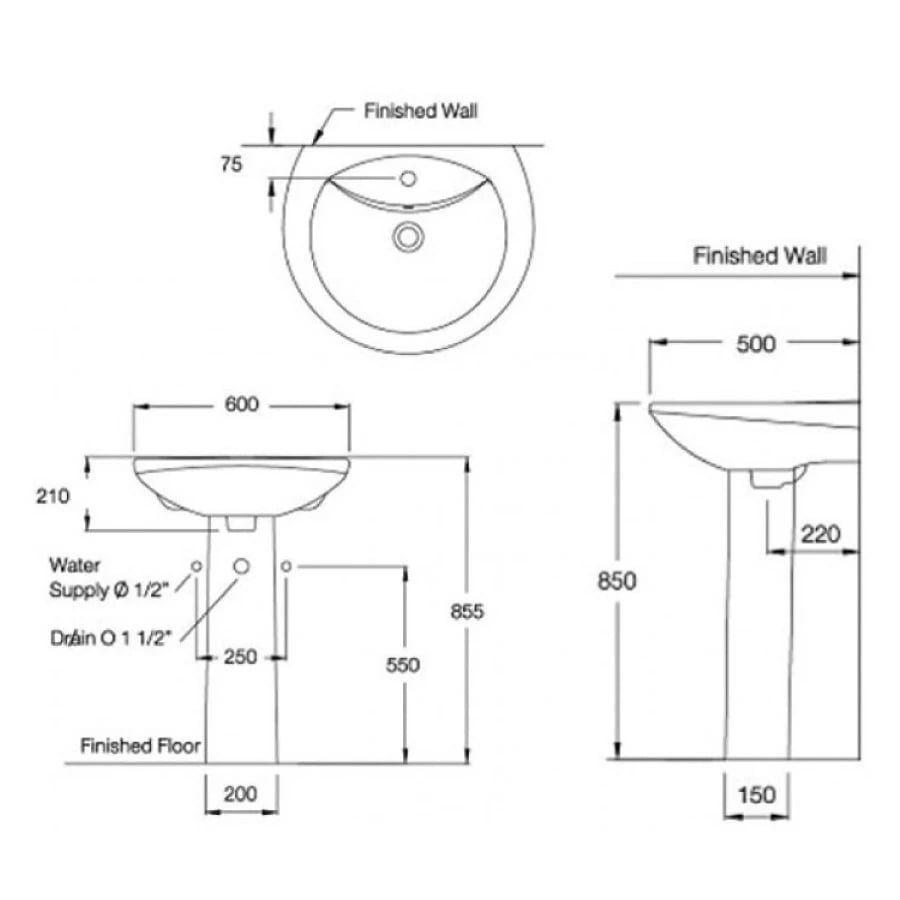 Ảnh Chậu rửa treo tường Cotto C0107+C411 2
